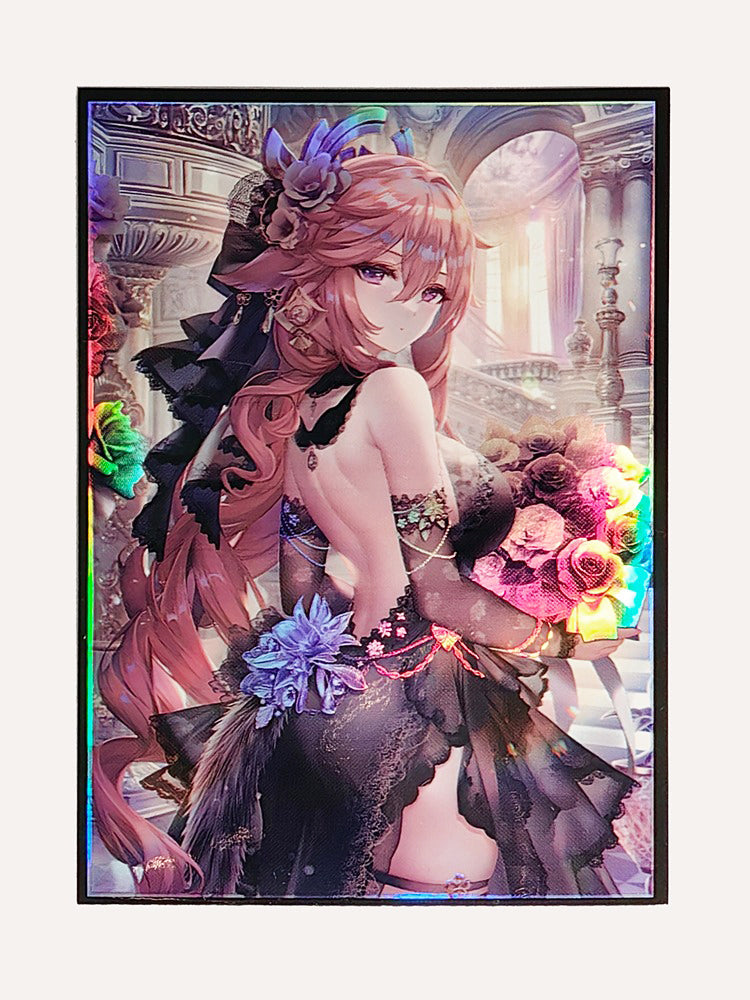 Yae Miko Black Wedding Dress Genshin Impact Holographic Card Sleeves