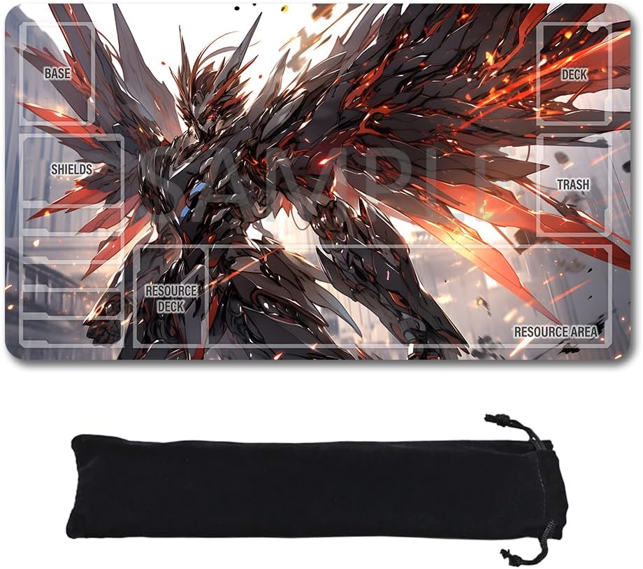 GCG Playmats with Zones - 24"x14" Unofficial GCG Card Game Mat New Player Gundam Playmat Compatible TCG Player Include Storage Bag (GAODA (2)-Zone)