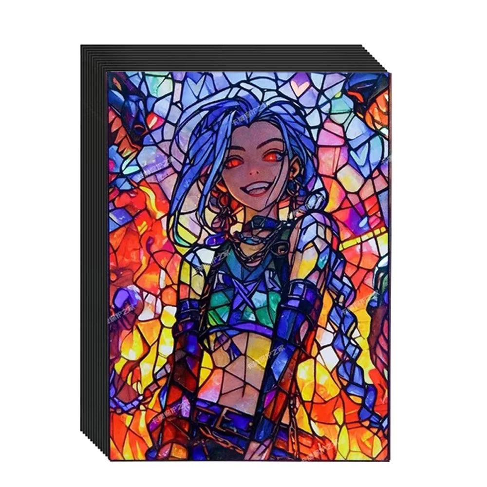 66*91mm Foil Anime Blue Girl Game Character Card Sleeves for PTCG 50PCS Standard Size Trading Card/Collection Card Sleeves