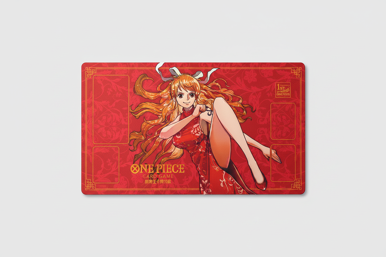 Nami One Piece Playmat With Zones OPCG TCG Board Card Game Play Red Deskmat Mousepad