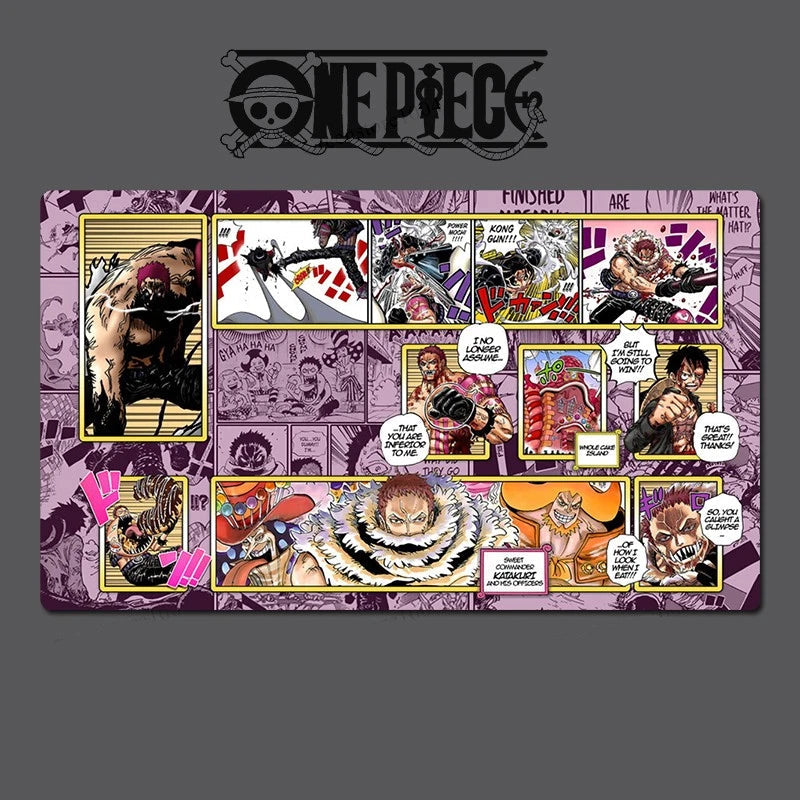 One Piece-themed product with character illustrations on a purple background