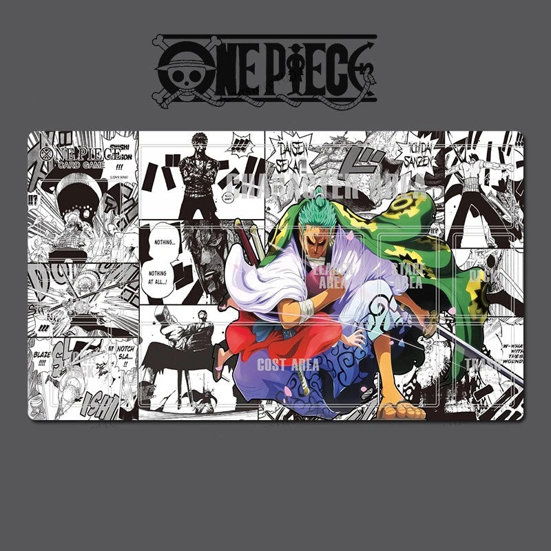 Collage of a character from 'One Piece' with comic book-style panels.