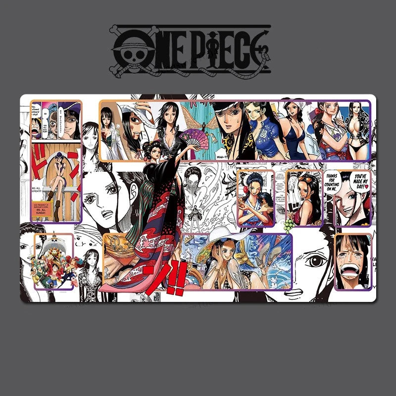 Collage of character illustrations from the anime 'One Piece' on a dark background with the 'One Piece' logo.