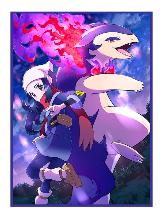 Trainer Akari and Hisuian Typhlosion Holographic Card Sleeves