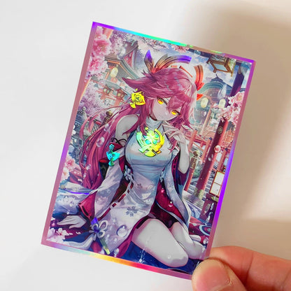 Yae Miko Sweet Pose Genshin Impact Holographic Card Sleeves