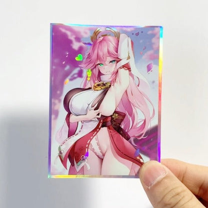 Yae Miko Waifu Genshin Impact Holographic Card Sleeves