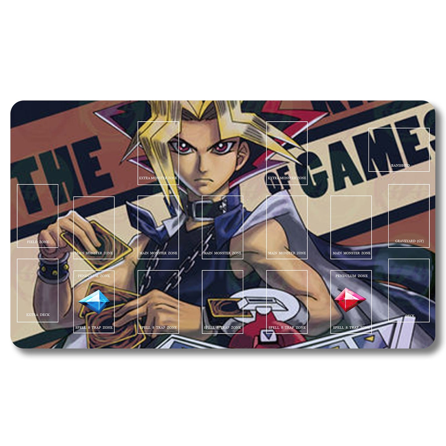 YUGIOH Yugi Muto Playmat- Yugioh Size 23.6X13.7in Play mats Compatible for TCG OCG CCG Trading Card Game