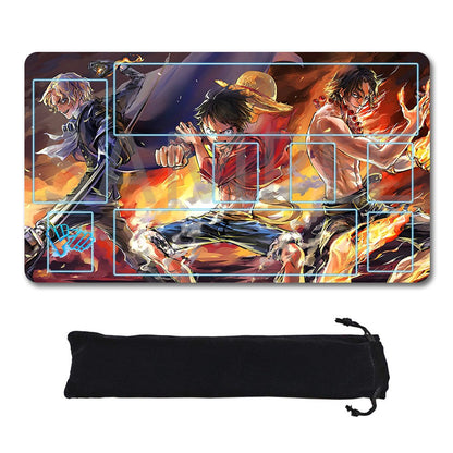 Portgas D. Ace, Sabo, Monkey D. Luffy One Piece Playmat + Free Storage Bag Non-Slip Rubber 24x14 in +122HZWzone (52)