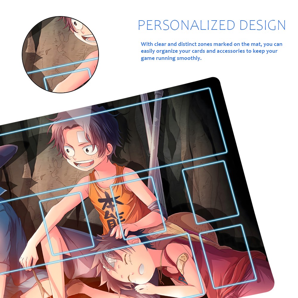 Portgas D. Ace, Sabo, Monkey D. Luffy One Piece Playmat + Free Storage Bag Non-Slip Rubber 24x14 in +122HZWzone (32)