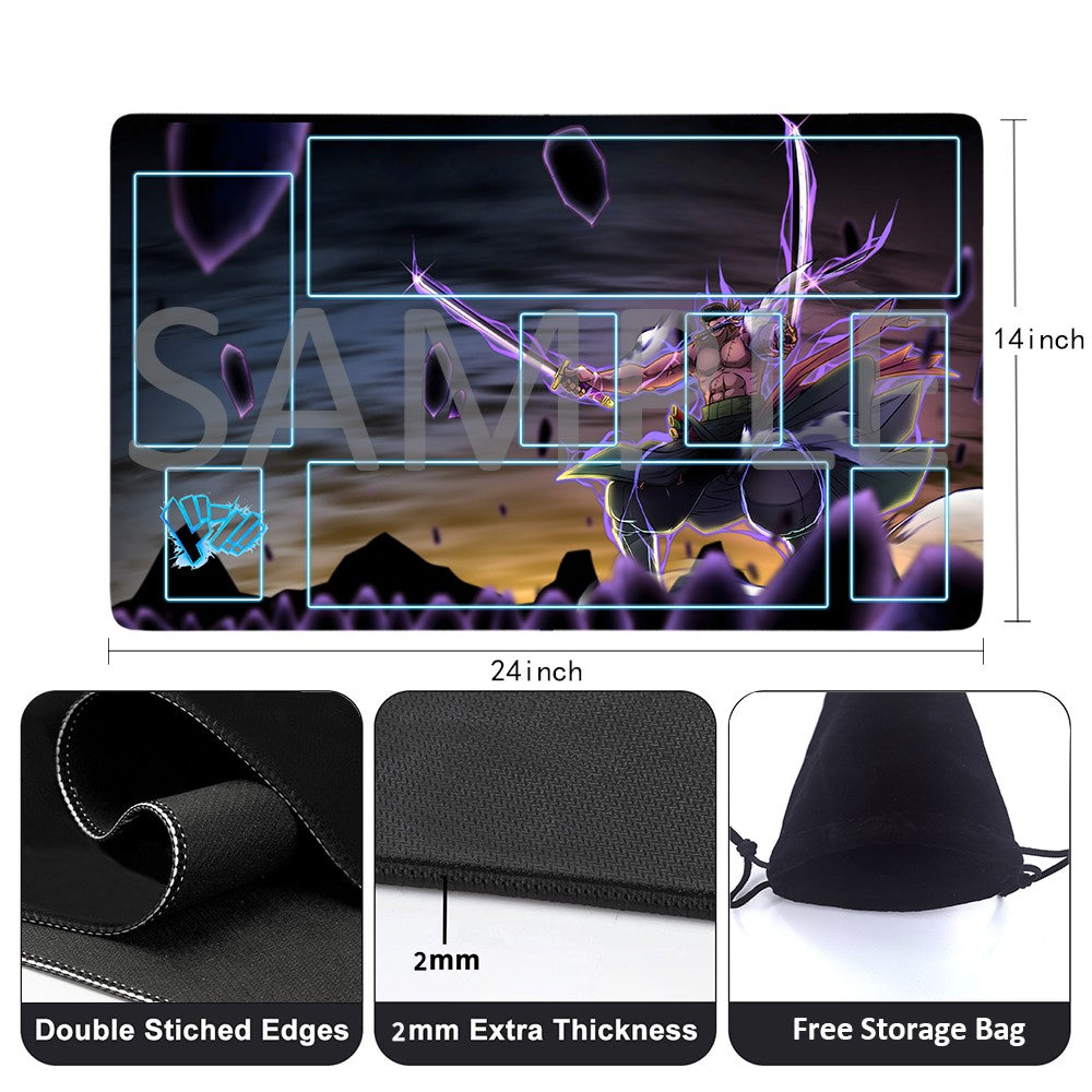 Roronoa Zoro One Piece Playmat + Free Storage Bag Non-Slip Rubber 24x14 in +122HZWzone (49)