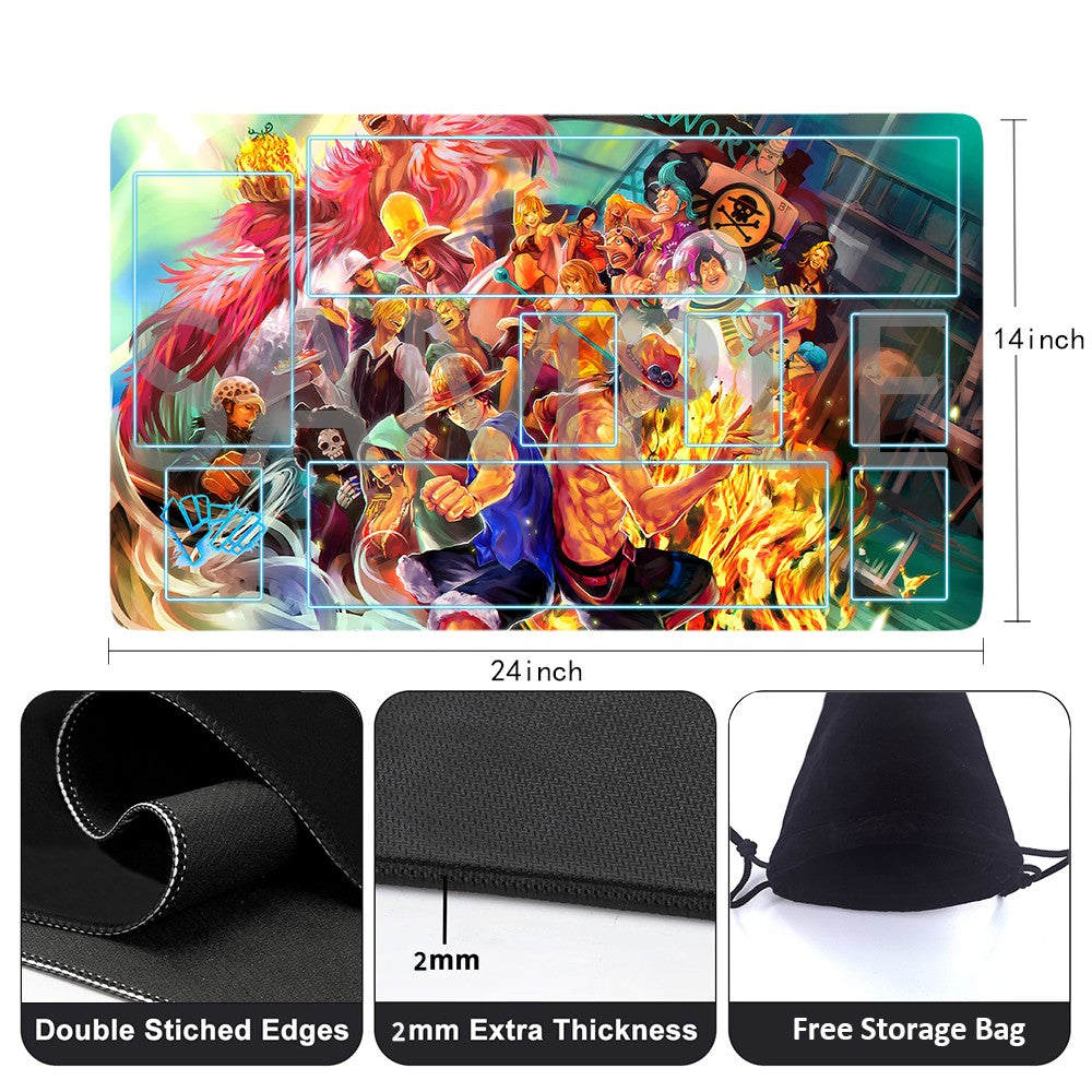 Straw Hat Pirates‌ One Piece Playmat + Free Storage Bag Non-Slip Rubber 24x14 in +122HZWzone (66)