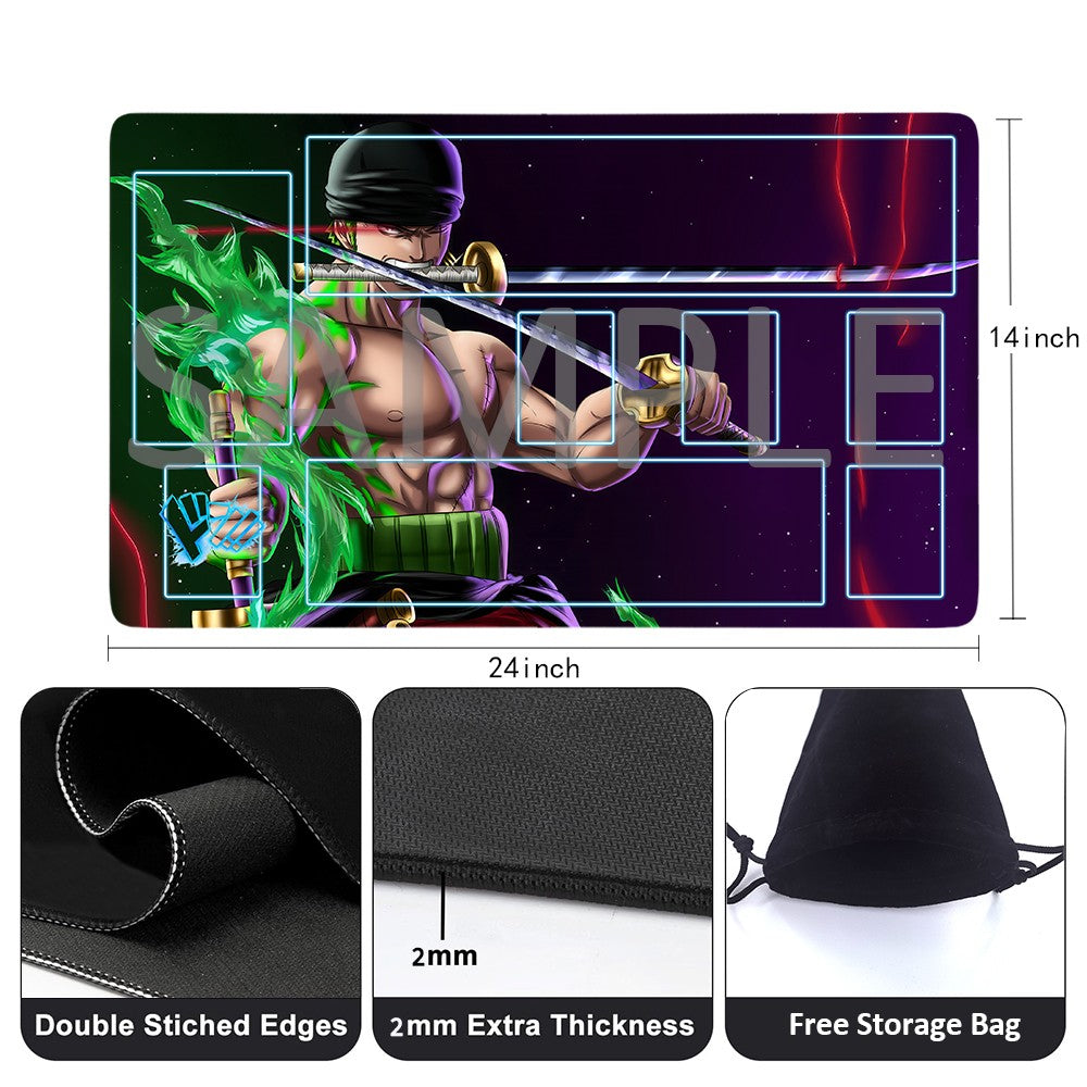 Roronoa Zoro One Piece Playmat + Free Storage Bag Non-Slip Rubber 24x14 in +122HZWzone (46)