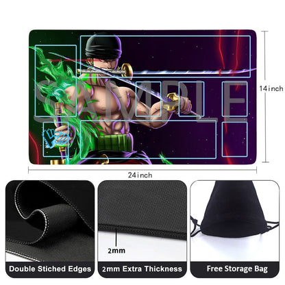 Roronoa Zoro One Piece Playmat + Free Storage Bag Non-Slip Rubber 24x14 in +122HZWzone (46)