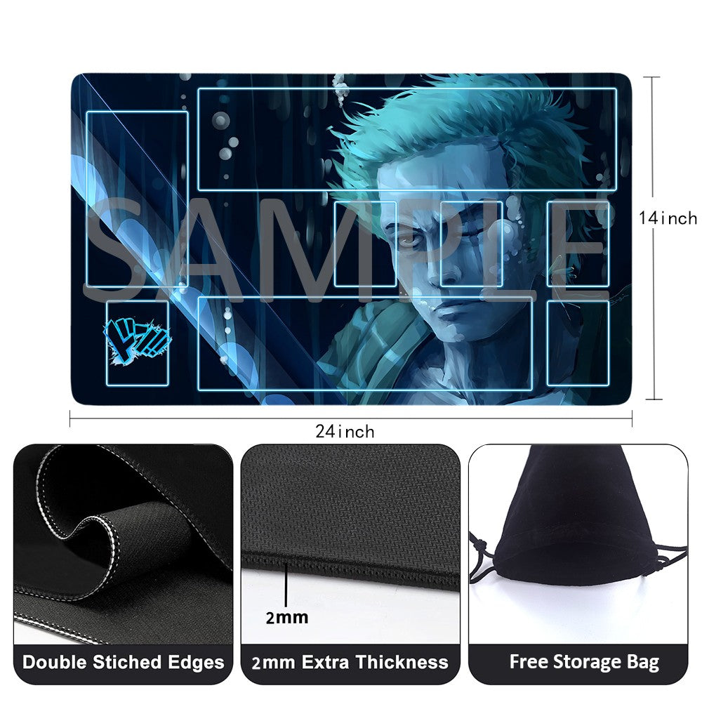 Roronoa Zoro One Piece Playmat + Free Storage Bag Non-Slip Rubber 24x14 in +122HZWzone (76)