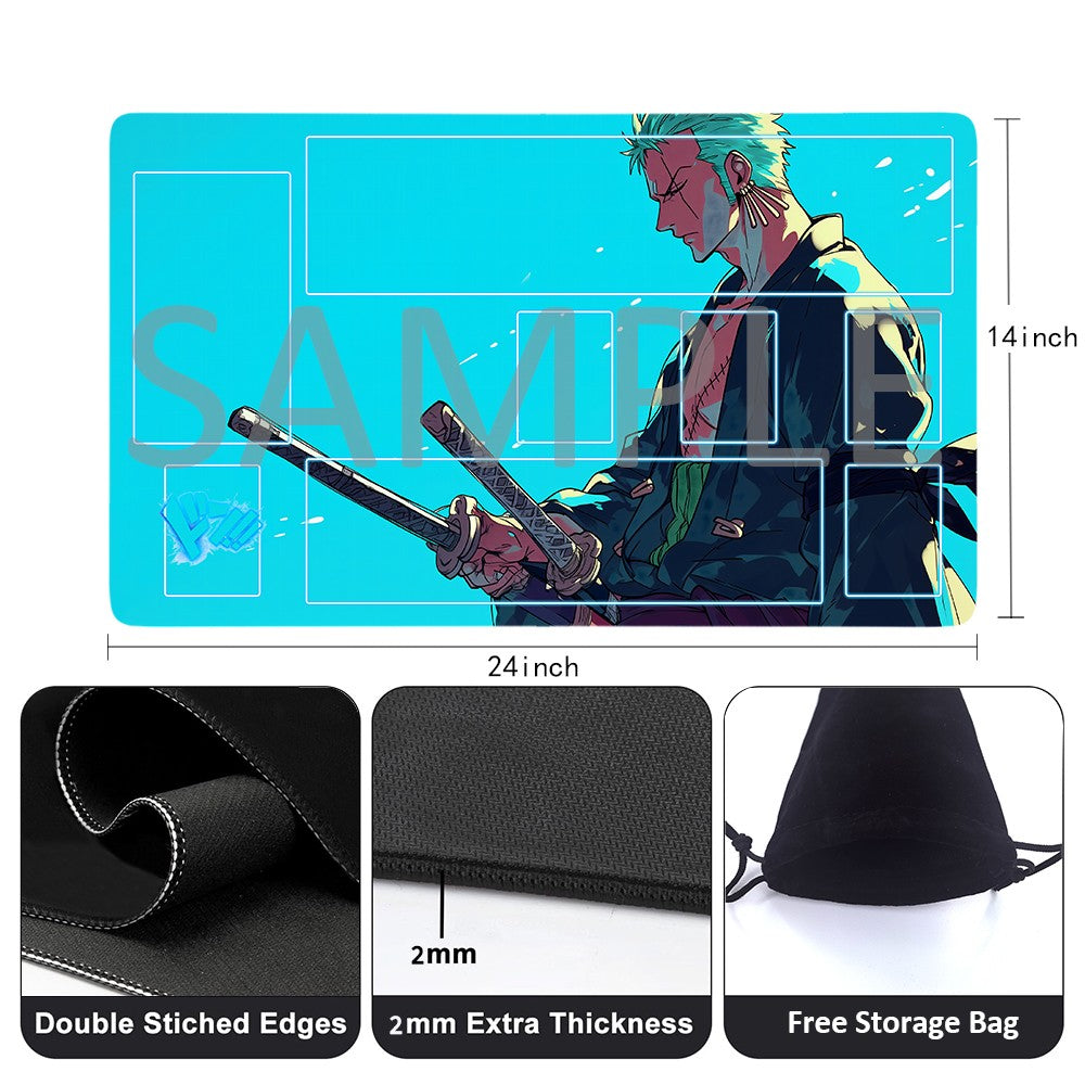 Roronoa Zoro One Piece Playmat + Free Storage Bag Non-Slip Rubber 24x14 in +122HZWzone (71)