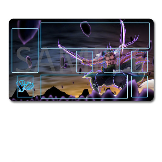 Large mouse pad with anime-style artwork and a black carrying bag on a white background