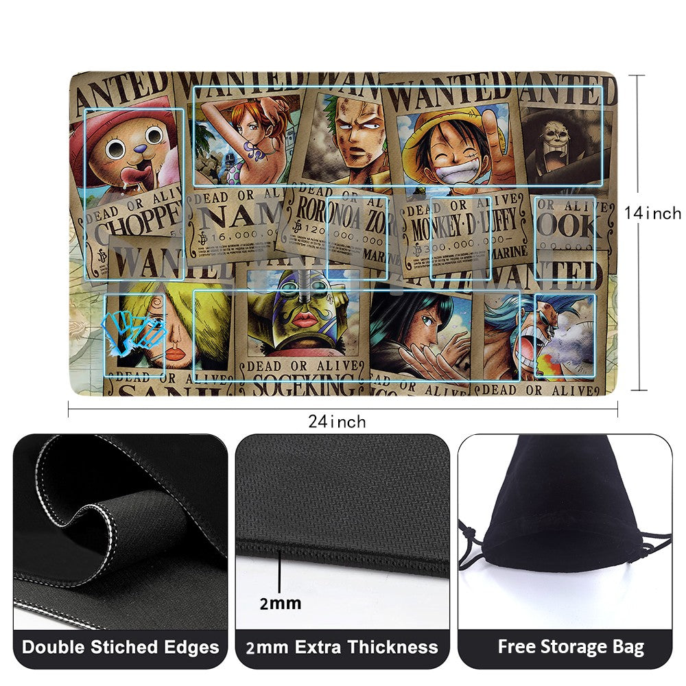 Straw Hat Pirates‌ One Piece Playmat + Free Storage Bag Non-Slip Rubber 24x14 in +122HZWzone (69)