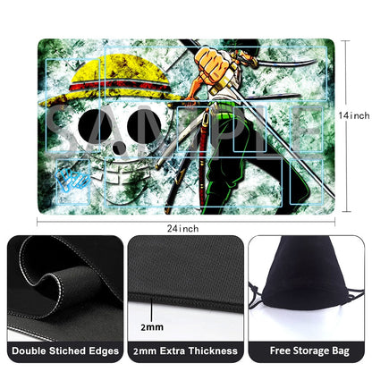 Roronoa Zoro One Piece Playmat + Free Storage Bag Non-Slip Rubber 24x14 in +122HZWzone (78)