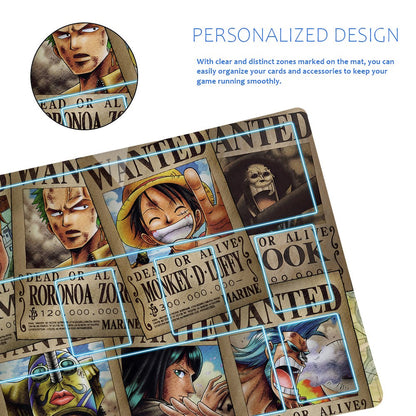 Straw Hat Pirates‌ One Piece Playmat + Free Storage Bag Non-Slip Rubber 24x14 in +122HZWzone (69)