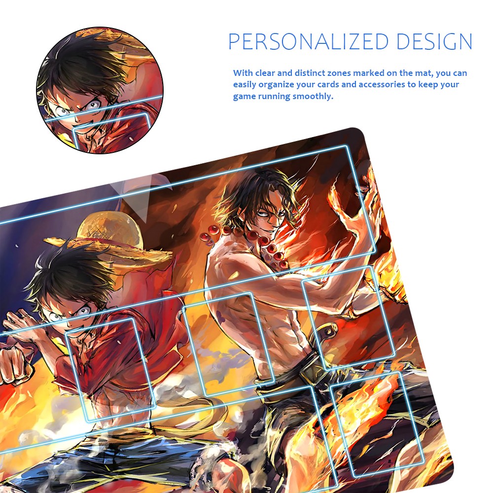 Portgas D. Ace, Sabo, Monkey D. Luffy One Piece Playmat + Free Storage Bag Non-Slip Rubber 24x14 in +122HZWzone (52)