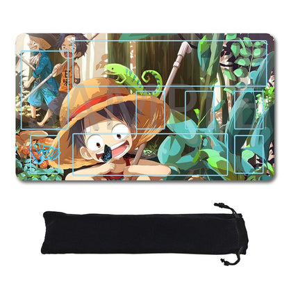 Portgas D. Ace, Sabo, Monkey D. Luffy One Piece Playmat + Free Storage Bag Non-Slip Rubber 24x14 in +122HZWzone (36)