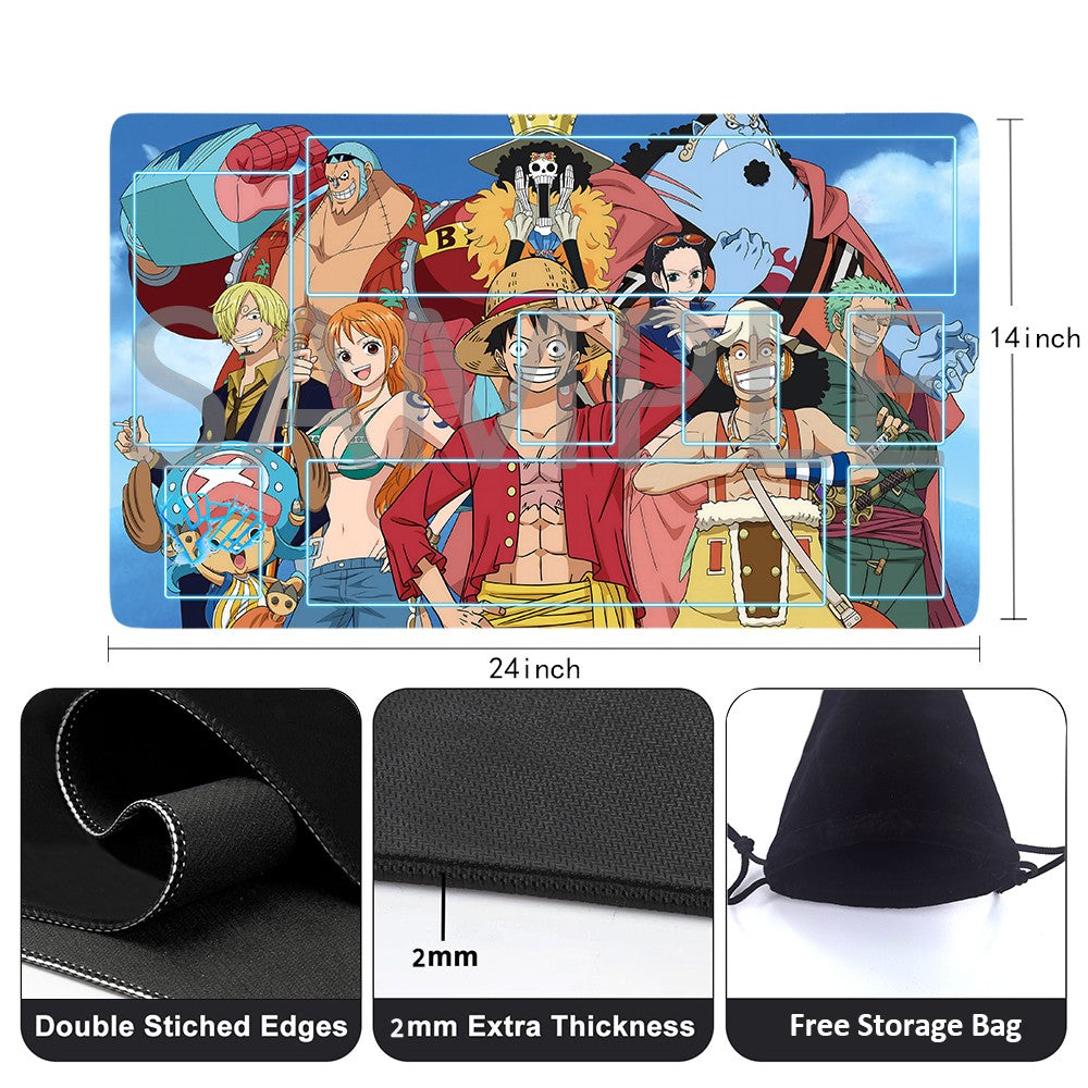 Straw Hat Pirates‌ One Piece Playmat + Free Storage Bag Non-Slip Rubber 24x14 in +1122HZWzone (81)