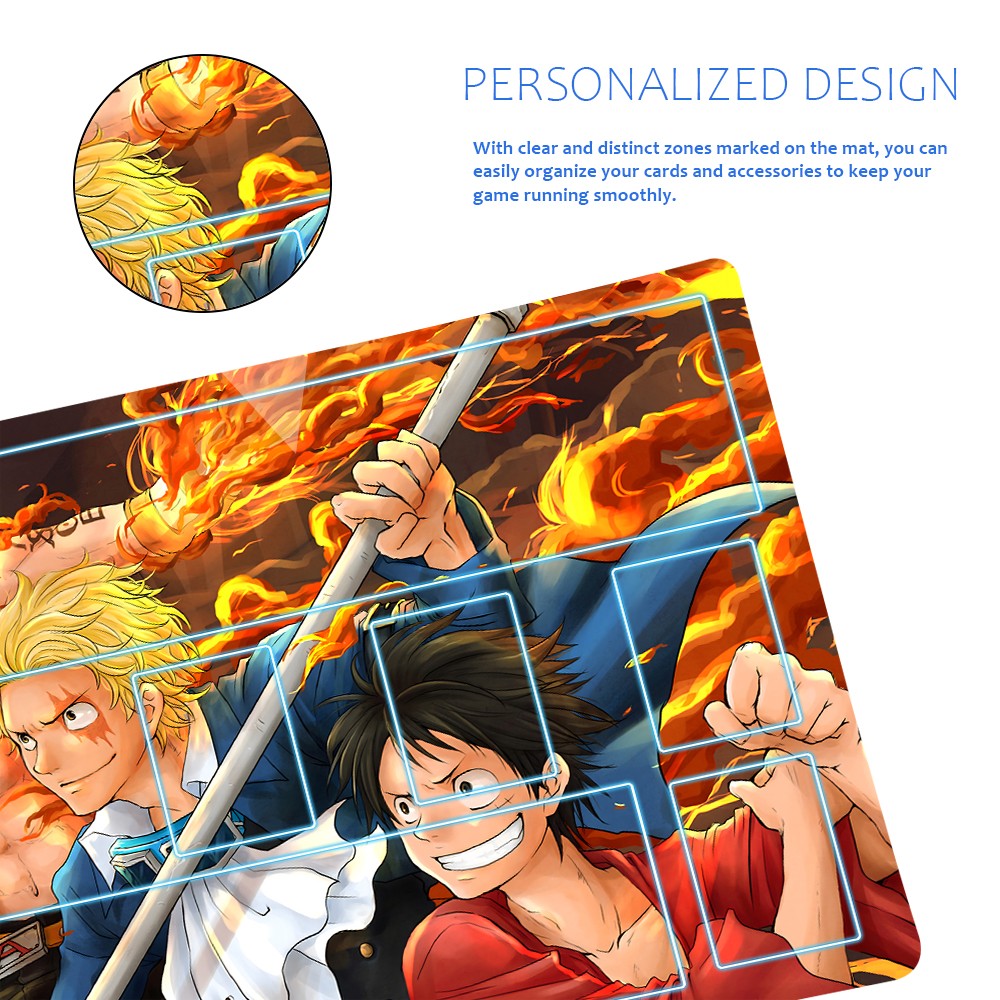 Portgas D. Ace, Sabo, Monkey D. Luffy One Piece Playmat + Free Storage Bag Non-Slip Rubber 24x14 in +122HZWzone (47)