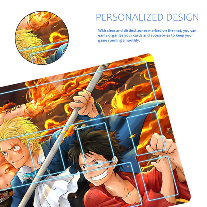 Portgas D. Ace, Sabo, Monkey D. Luffy One Piece Playmat + Free Storage Bag Non-Slip Rubber 24x14 in +122HZWzone (47)