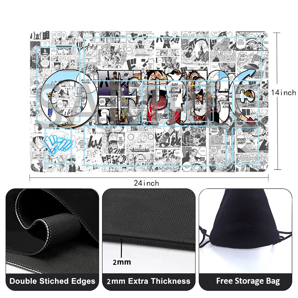 Straw Hat Pirates‌ One Piece Playmat + Free Storage Bag Non-Slip Rubber 24x14 in +122HZWzone (89)