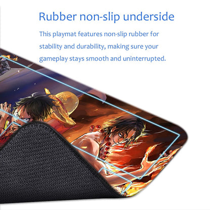 Portgas D. Ace, Sabo, Monkey D. Luffy One Piece Playmat + Free Storage Bag Non-Slip Rubber 24x14 in +122HZWzone (52)