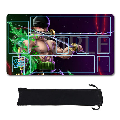 Roronoa Zoro One Piece Playmat + Free Storage Bag Non-Slip Rubber 24x14 in +122HZWzone (46)