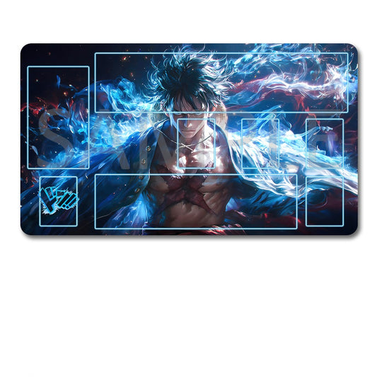 Gaming mouse pad with anime character design and carrying bag on a white background