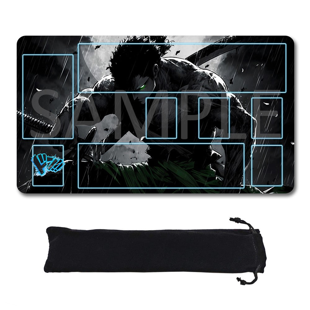 Roronoa Zoro One Piece Playmat + Free Storage Bag Non-Slip Rubber 24x14 in +122HZWzone (53)