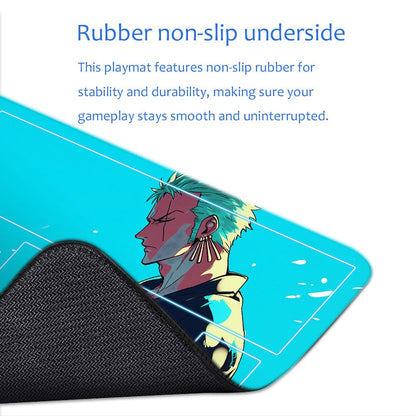 Roronoa Zoro One Piece Playmat + Free Storage Bag Non-Slip Rubber 24x14 in +122HZWzone (71)