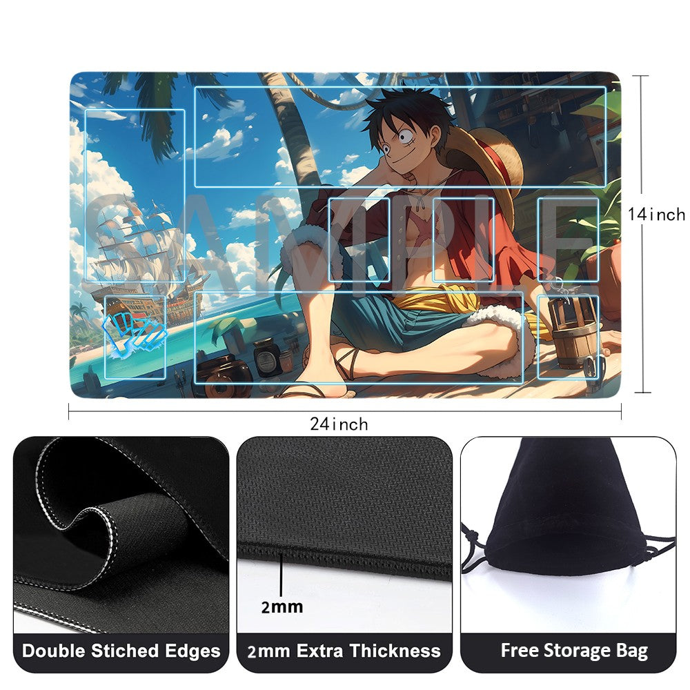 Monkey D. Luffy One Piece Playmat + Free Storage Bag Non-Slip Rubber 24x14 in +122HZWzone (57)