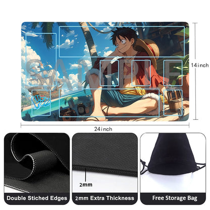 Monkey D. Luffy One Piece Playmat + Free Storage Bag Non-Slip Rubber 24x14 in +122HZWzone (57)