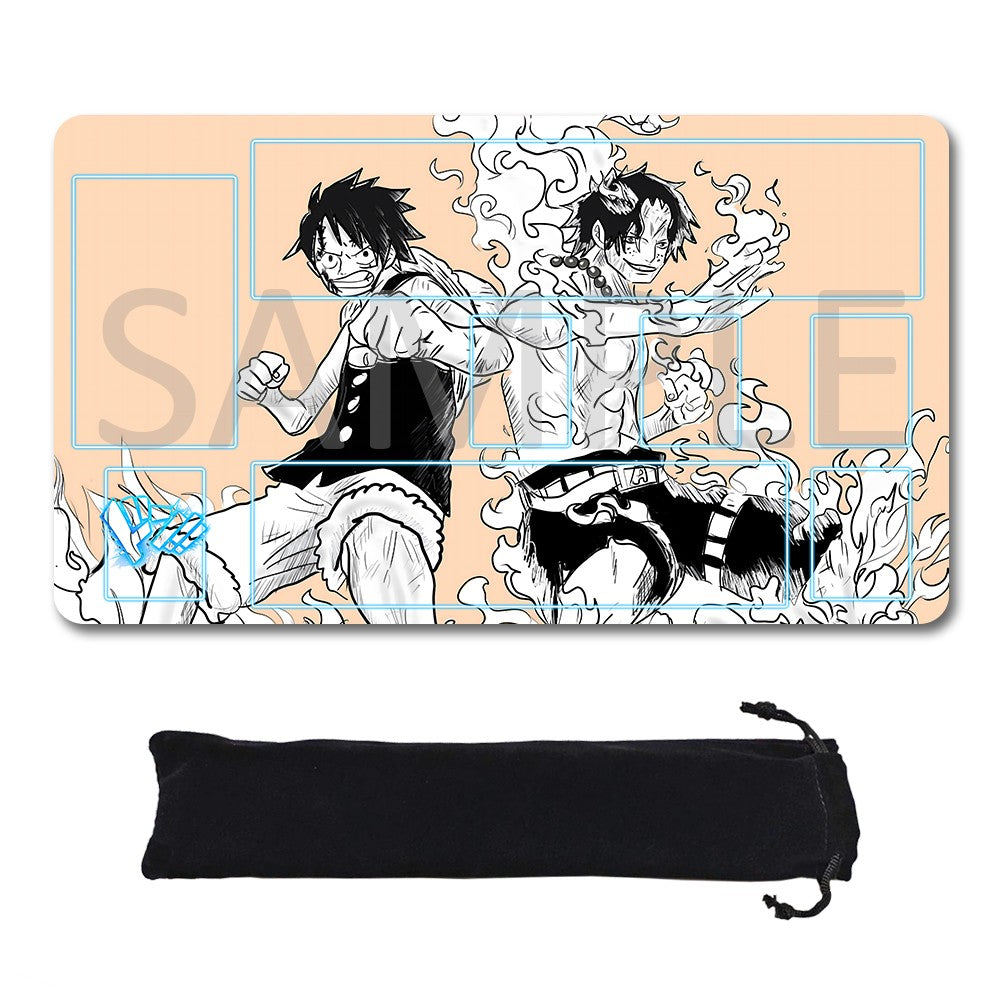 Portgas D. Ace  Monkey D. Luffy One Piece Playmat + Free Storage Bag Non-Slip Rubber 24x14 in +122HZWzone (29)