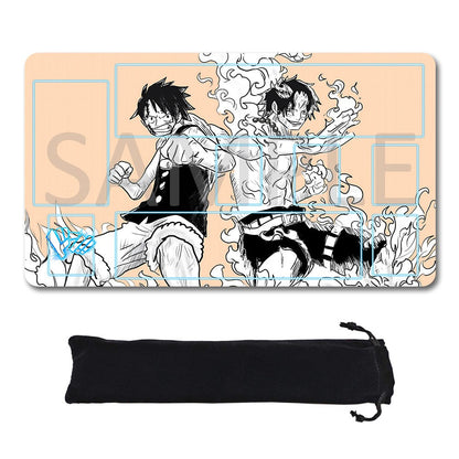 Portgas D. Ace  Monkey D. Luffy One Piece Playmat + Free Storage Bag Non-Slip Rubber 24x14 in +122HZWzone (29)