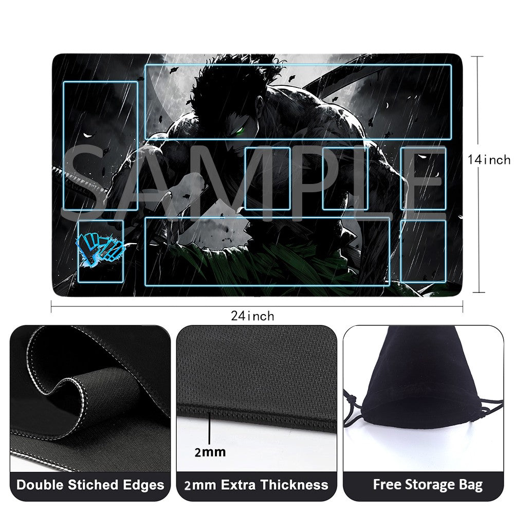 Roronoa Zoro One Piece Playmat + Free Storage Bag Non-Slip Rubber 24x14 in +122HZWzone (53)