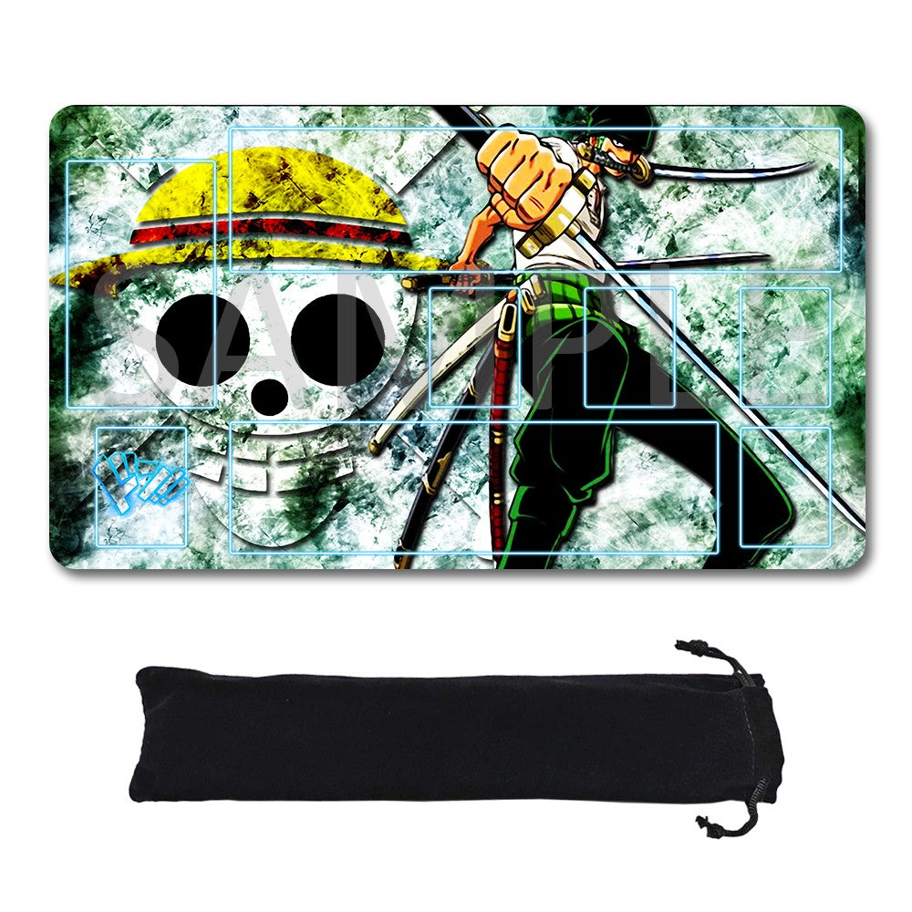 Roronoa Zoro One Piece Playmat + Free Storage Bag Non-Slip Rubber 24x14 in +122HZWzone (78)