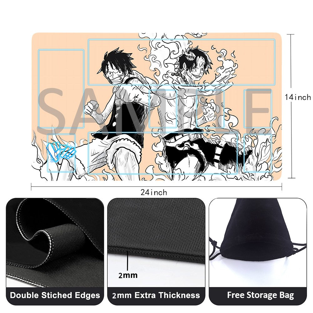 Portgas D. Ace  Monkey D. Luffy One Piece Playmat + Free Storage Bag Non-Slip Rubber 24x14 in +122HZWzone (29)