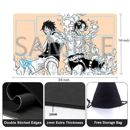 Portgas D. Ace  Monkey D. Luffy One Piece Playmat + Free Storage Bag Non-Slip Rubber 24x14 in +122HZWzone (29)