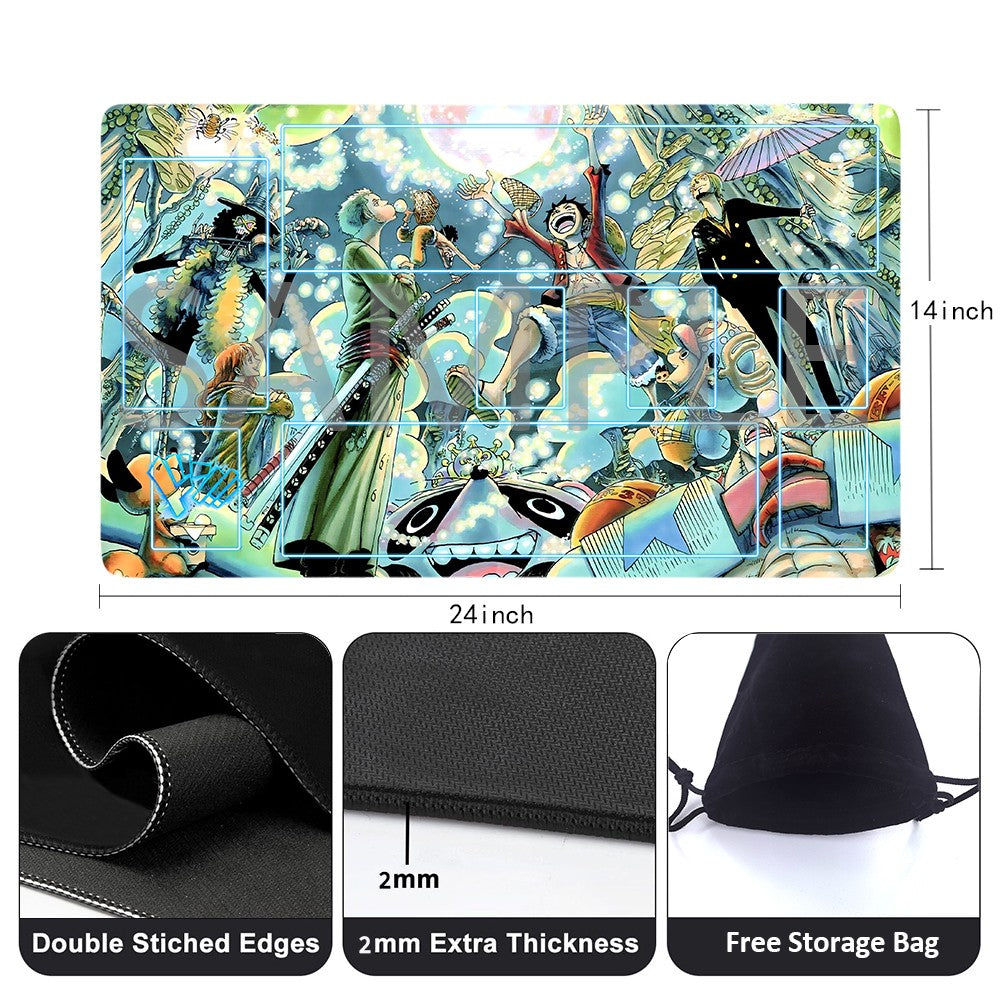 Straw Hat Pirates One Piece Playmat + Free Storage Bag Non-Slip Rubber 24x14 in +122HZWzone (43)