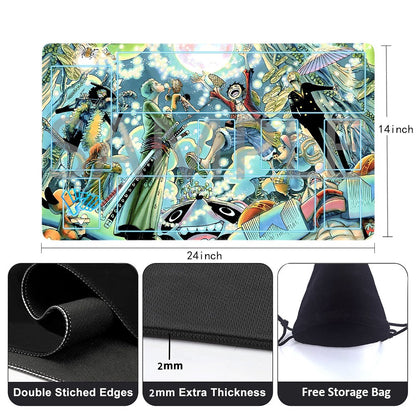 Straw Hat Pirates One Piece Playmat + Free Storage Bag Non-Slip Rubber 24x14 in +122HZWzone (43)