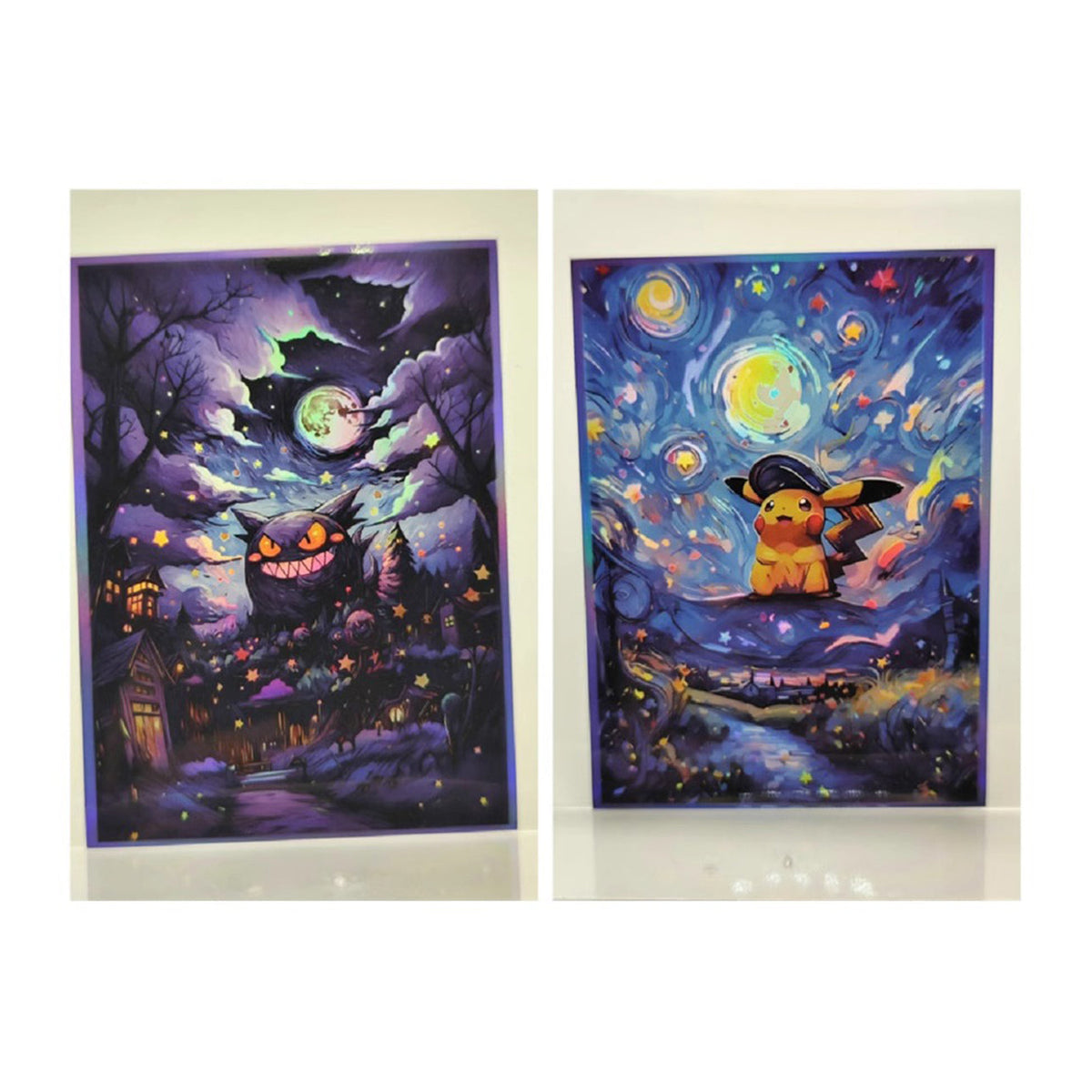 Gengar & Pikachu Oil Painting Series Holographic Card Sleeves