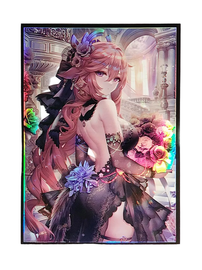 Yae Miko Black Wedding Dress Genshin Impact Holographic Card Sleeves