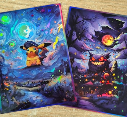 Gengar & Pikachu Oil Painting Series Holographic Card Sleeves