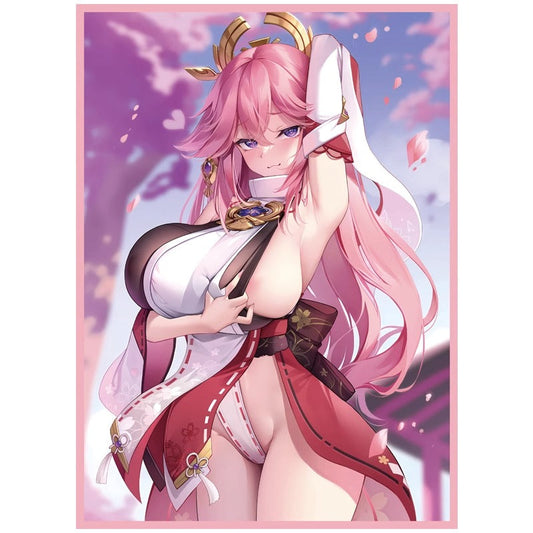 60 PCS Yae Miko Waifu Genshin Impact Holographic Card Sleeves