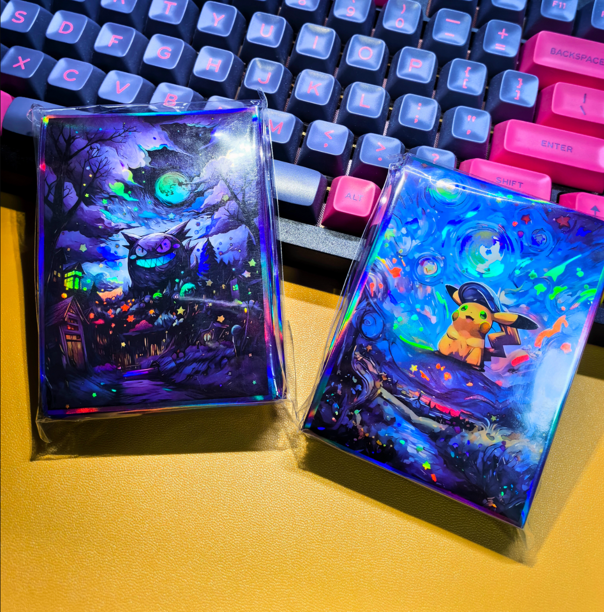 Gengar & Pikachu Oil Painting Series Holographic Card Sleeves