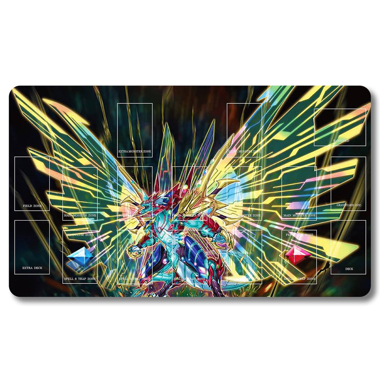 YUGIOH Chaos Emperor Dragon - Envoy of the End Playmat - Yugioh Size 23.6X13.7in Play mats Compatible for TCG OCG CCG Trading Card Game